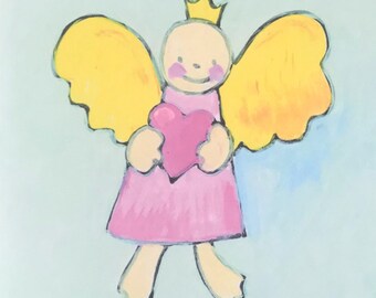 engel, greetingcard, sterkte betuigen, beschermengel, dubbele kaart, blanco, vierkant, ongelamineerd, mat, 14x14cm