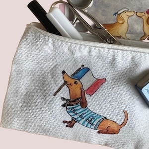 Etui met teckel, make-uptassen, schrijfwaren, opbergen, toiletspullen