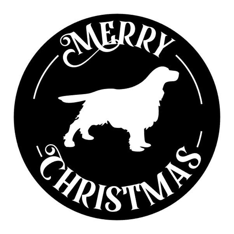 DIGITALE kerstkaart sluitsticker BUNDEL afdrukbare kerstkaart, engelse springer spaniel, rendier, hond, spaniel, GRATIS printbare envelop afbeelding 2
