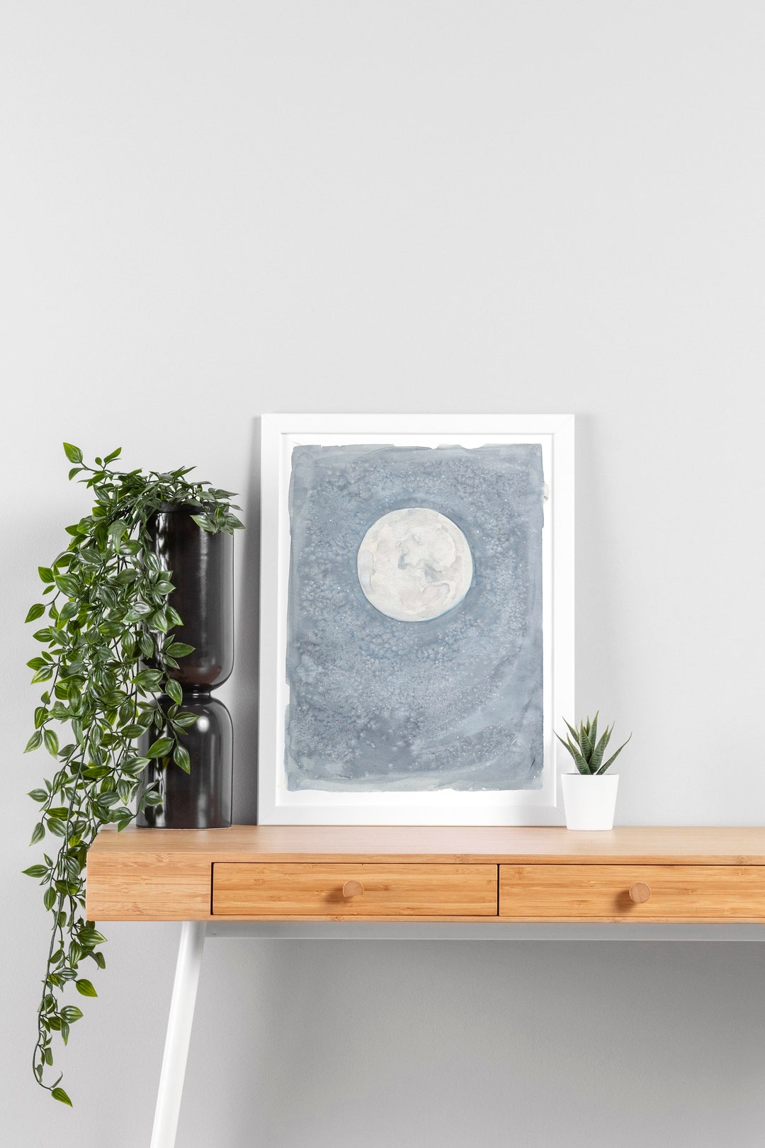 Moon and Stars Watercolor Print, Nursery Decor (digital Download) - Etsy