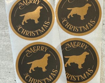 honden jachthonden kerst stickers  4 stuks E 1,- , het versieren van kadoverpakkingen, kaarten of scrapbooking met teckel, 50mm doorsnede.