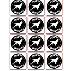 DIGITALE kerstkaart sluitsticker BUNDEL afdrukbare kerstkaart, engelse springer spaniel, rendier, hond, spaniel, GRATIS printbare envelop afbeelding 5