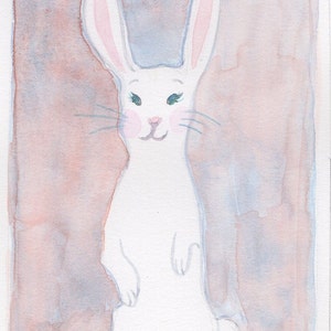 orginele handgeschilderde aquarel van een konijn, kinderkamer, babykamer, arte della parete, decorazioni per la casa, pittura originale