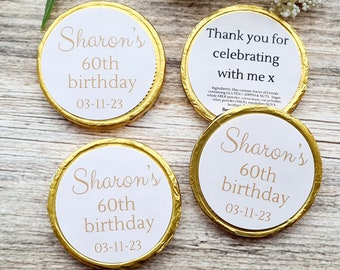 Personalised Chocolate Coins Gold Text Any Message Birthday Party Favours Table Decoration