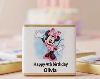 Personalised Chocolate: Minnie Mouse Children's Party Favours, Neapolitan Squares, Table Decorations