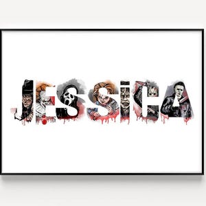 Personalised Horror Movie Name Print: Custom Film Character Letters