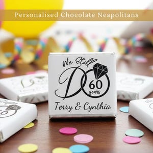 Personalised Chocolate | We Still Do Black | Anniversary Wedding Party Favours | Neapolitan Squares | Table Decorations