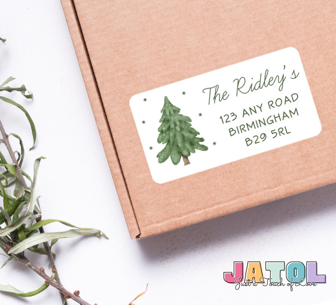 Personalised Christmas Tree Address Labels Any Name Family Etsy UK