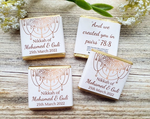 Personalised Chocolate Gold Wedding Party Favours Neapolitan  