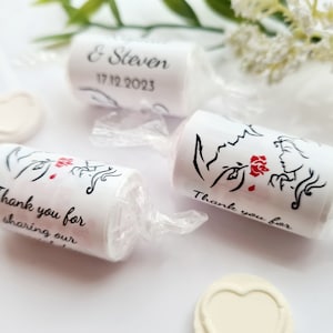 Personalised Beauty & The Beast Wedding Party Favours Love Heart Rolls