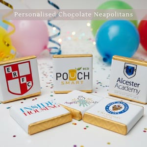Personalised Photo Chocolate Favours: Company Business Image, Logo Neapolitan Squares