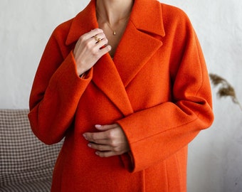 orange wool jacket