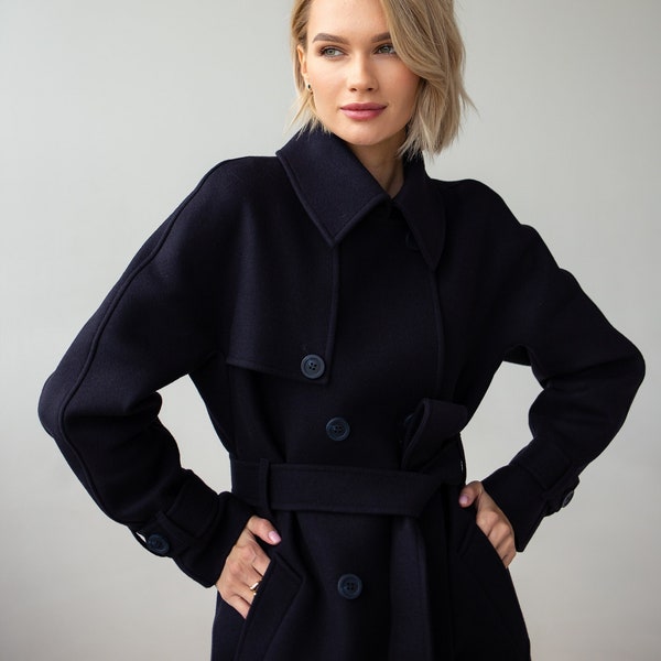Wool Trench Coat Etsy