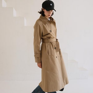 Trench Coat TravelSmith Marron Clair - Taille XL, Coton, Fermeture Boutons, Poches Carrées, Occasion Très Bon État