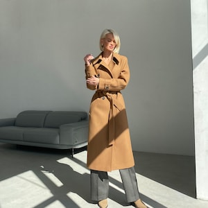 Long tan wool coat womens online