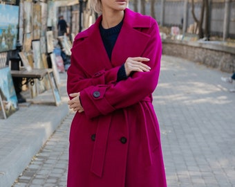 raspberry wool coat