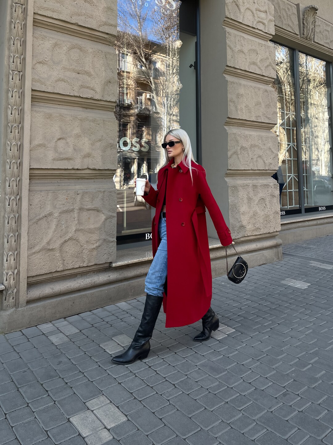 Red Wool Trench Coat, Winter Trench Coat, Trench Coat Women, Long Wool Coat, Oversized Fall Coat