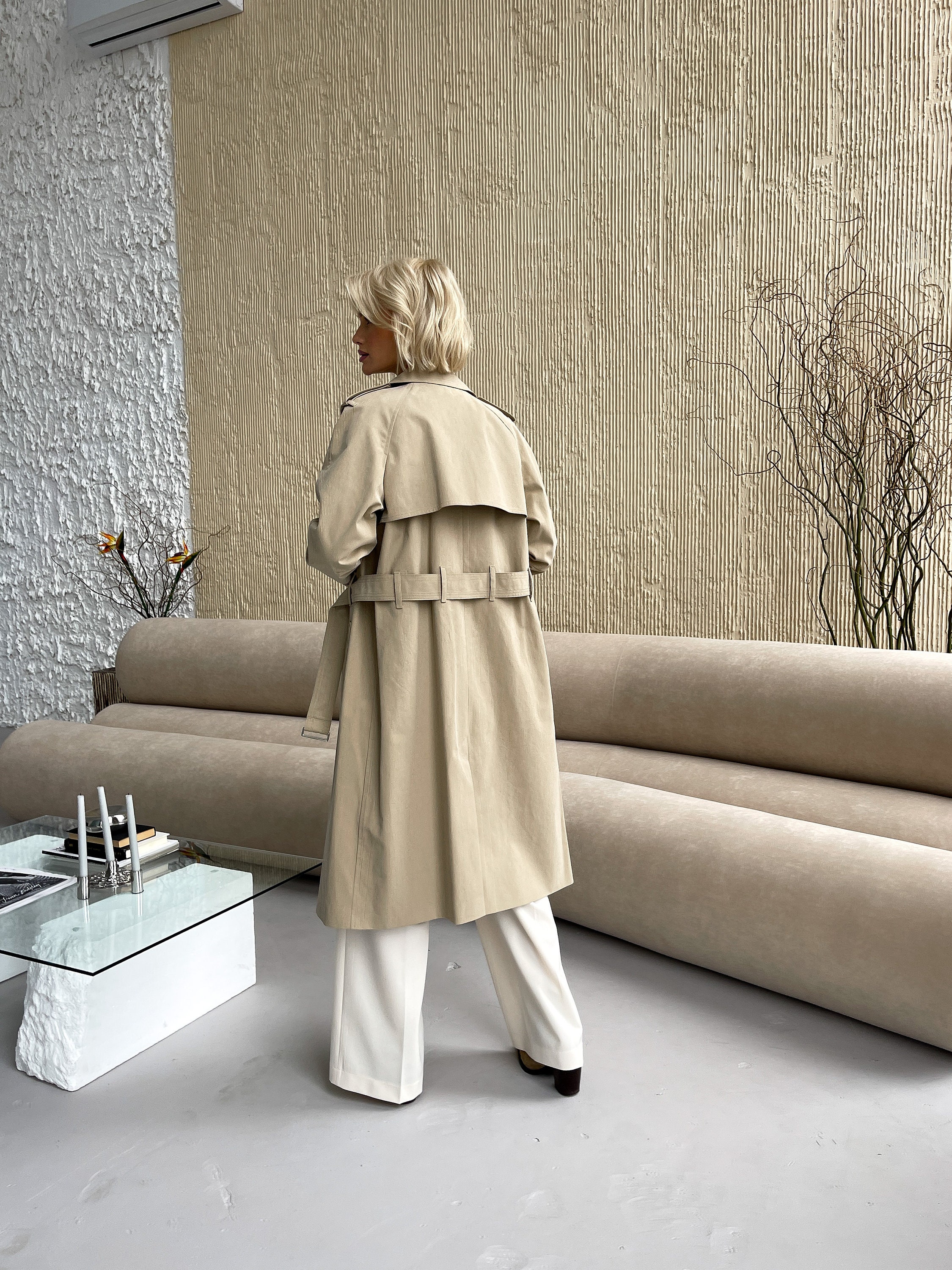 Beige Soft Trench Coat, Lightweight Thin Trench Coat, Long