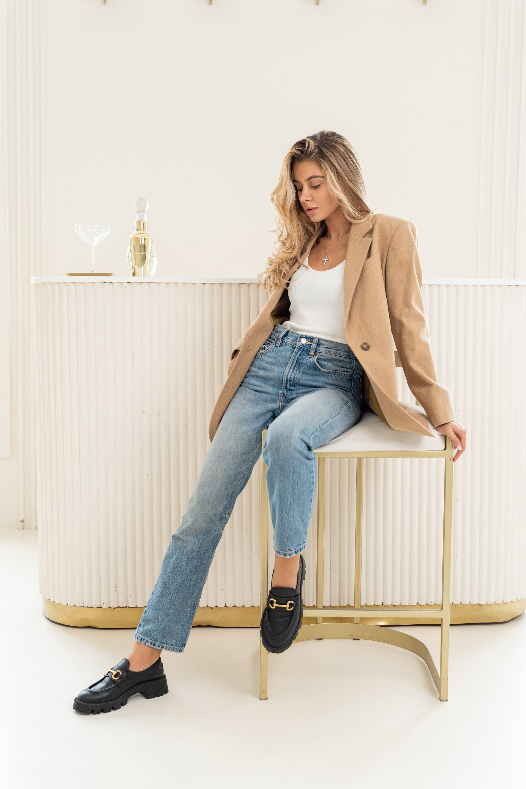 Camel Single Breasted Wool Blazer, Long Sleeve Spring/fall