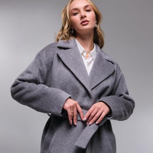Light gray alpaca wool coat, Long warm winter coat,  Heather grey single-breasted overcoat, Luxury heavyweight 100% pure wool coat /Alya