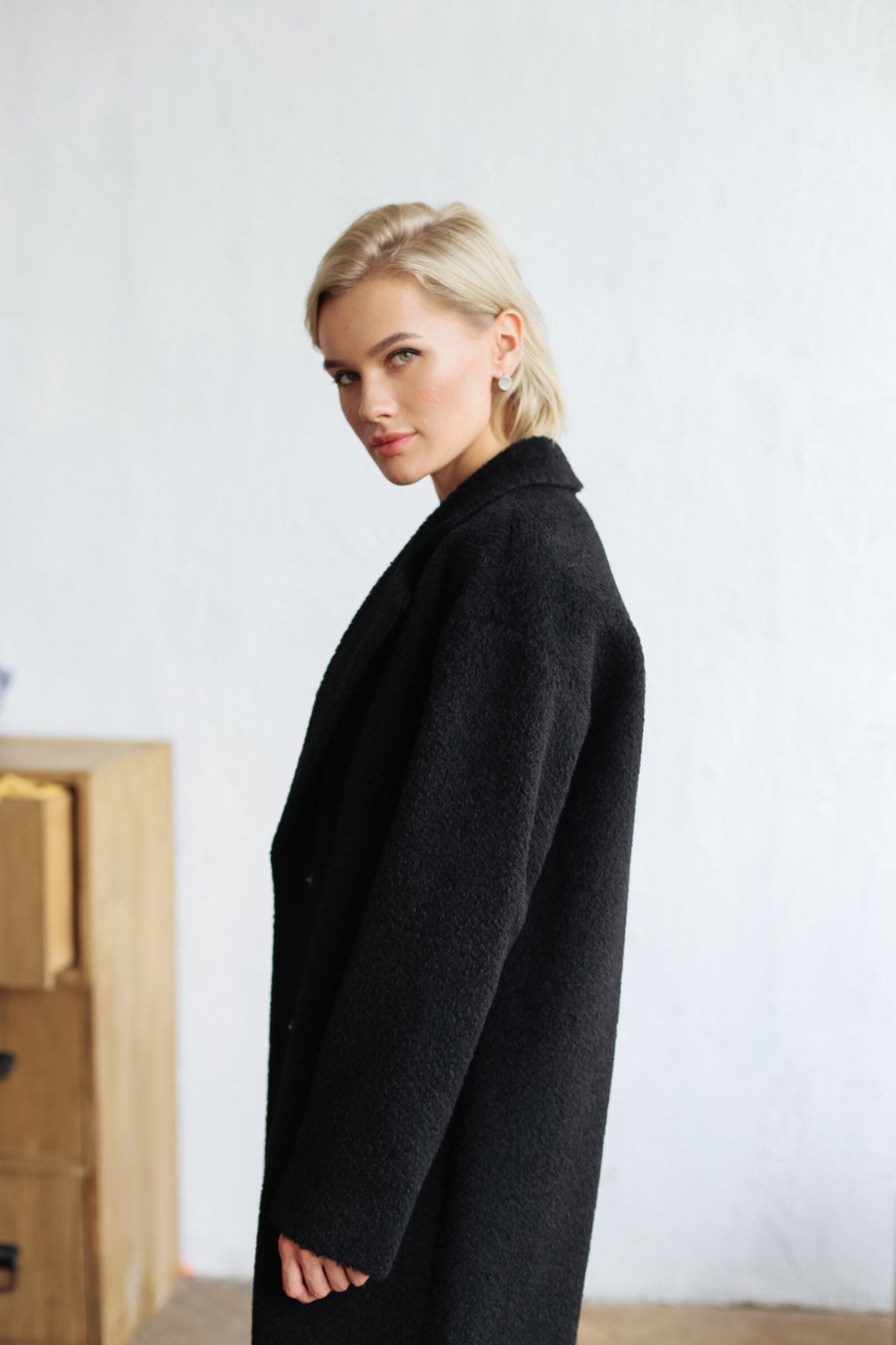 Women Alpaca Coat Black wool coat winter coat | Etsy