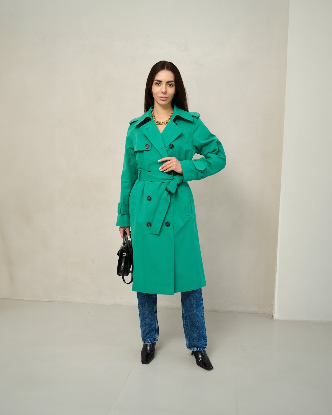 Mint Green Waterproof Trench Coat, Kelly Green Raincoat, Long Oversized — free download