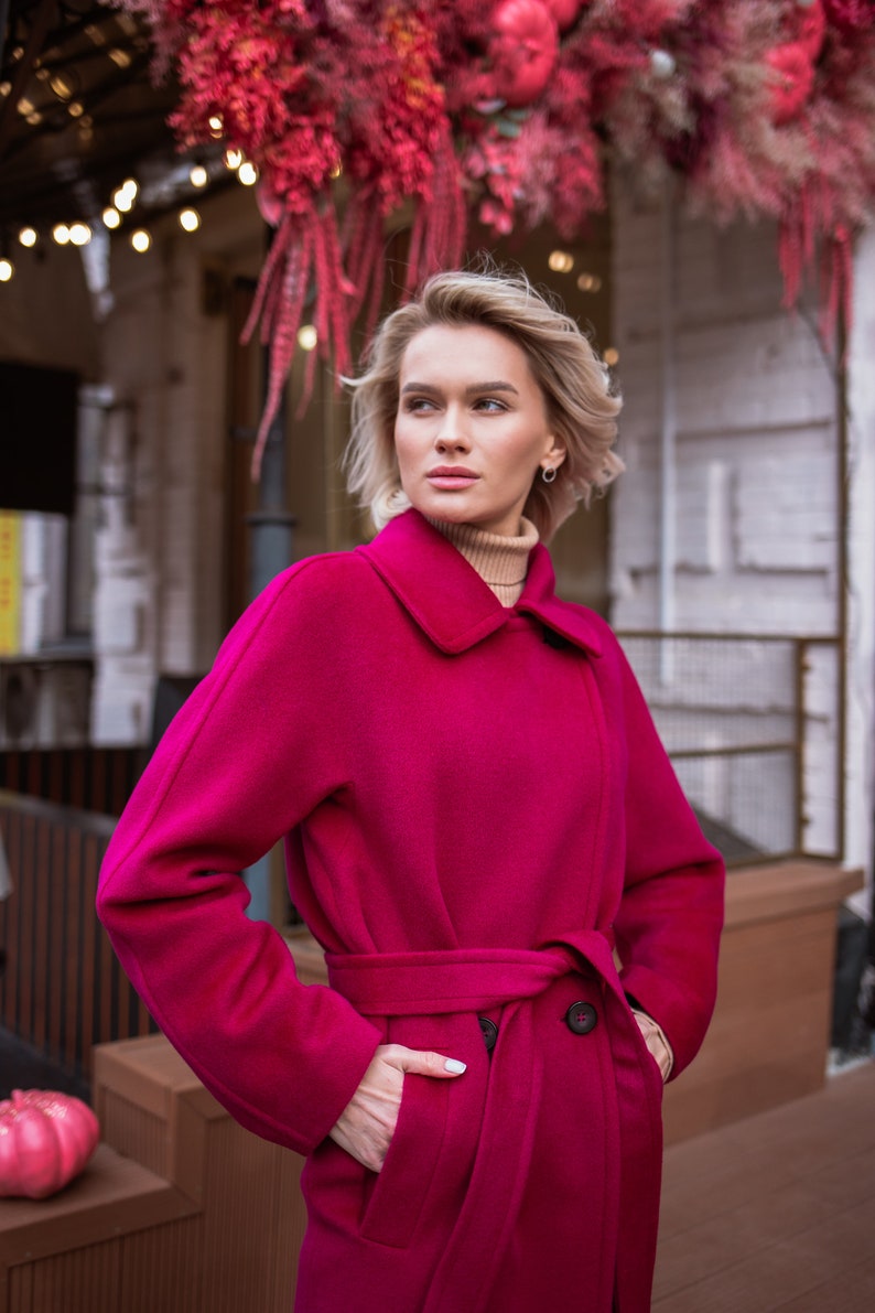 Women wool coat in Pink Fuchsia Etsy