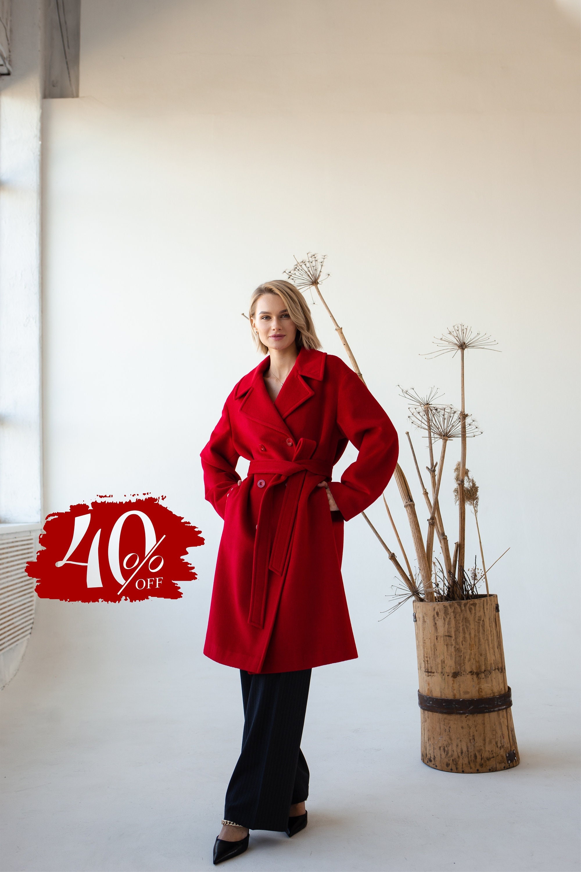 Wool Coat women, Red wool coat, Petite 