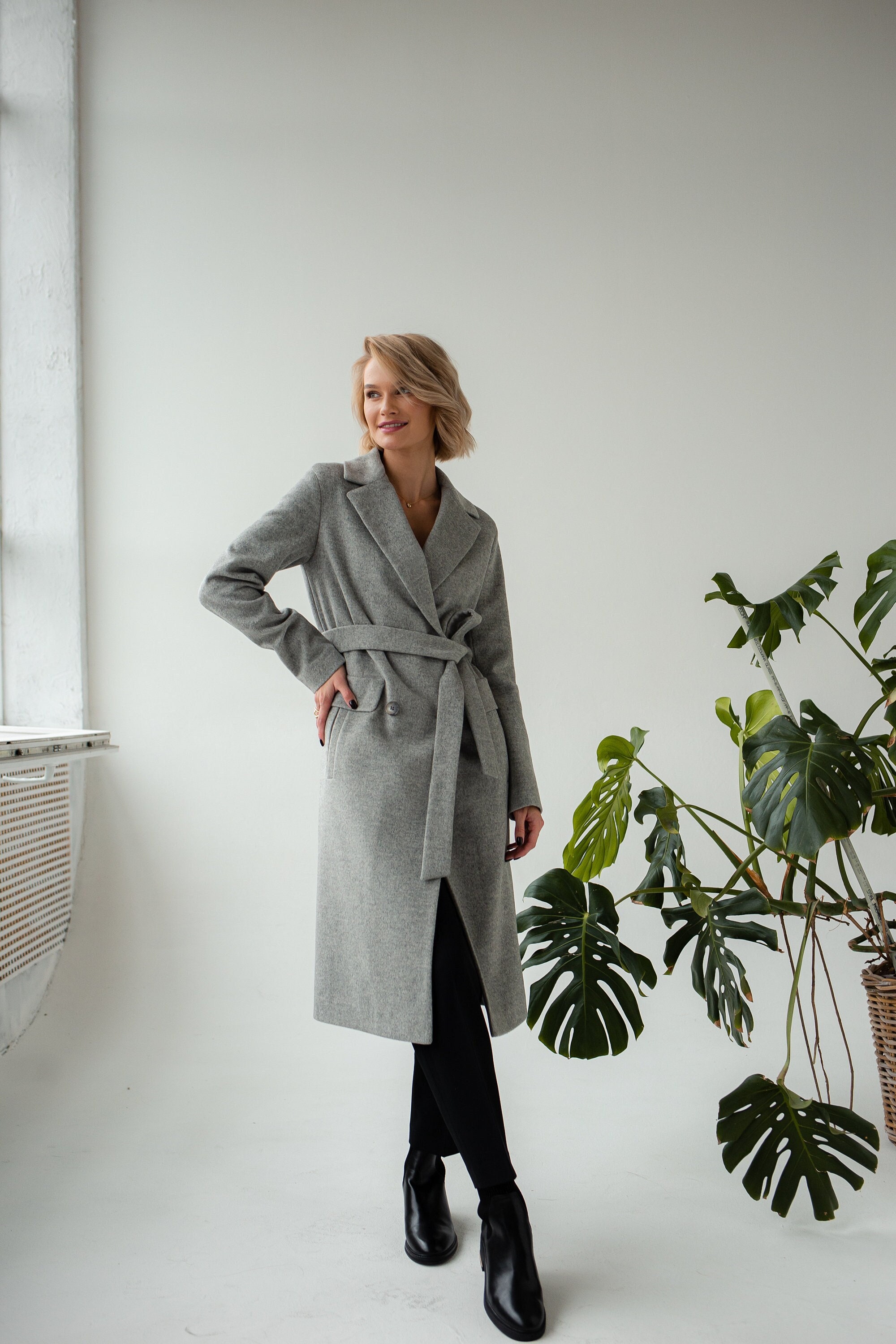 light grey wool coat womens