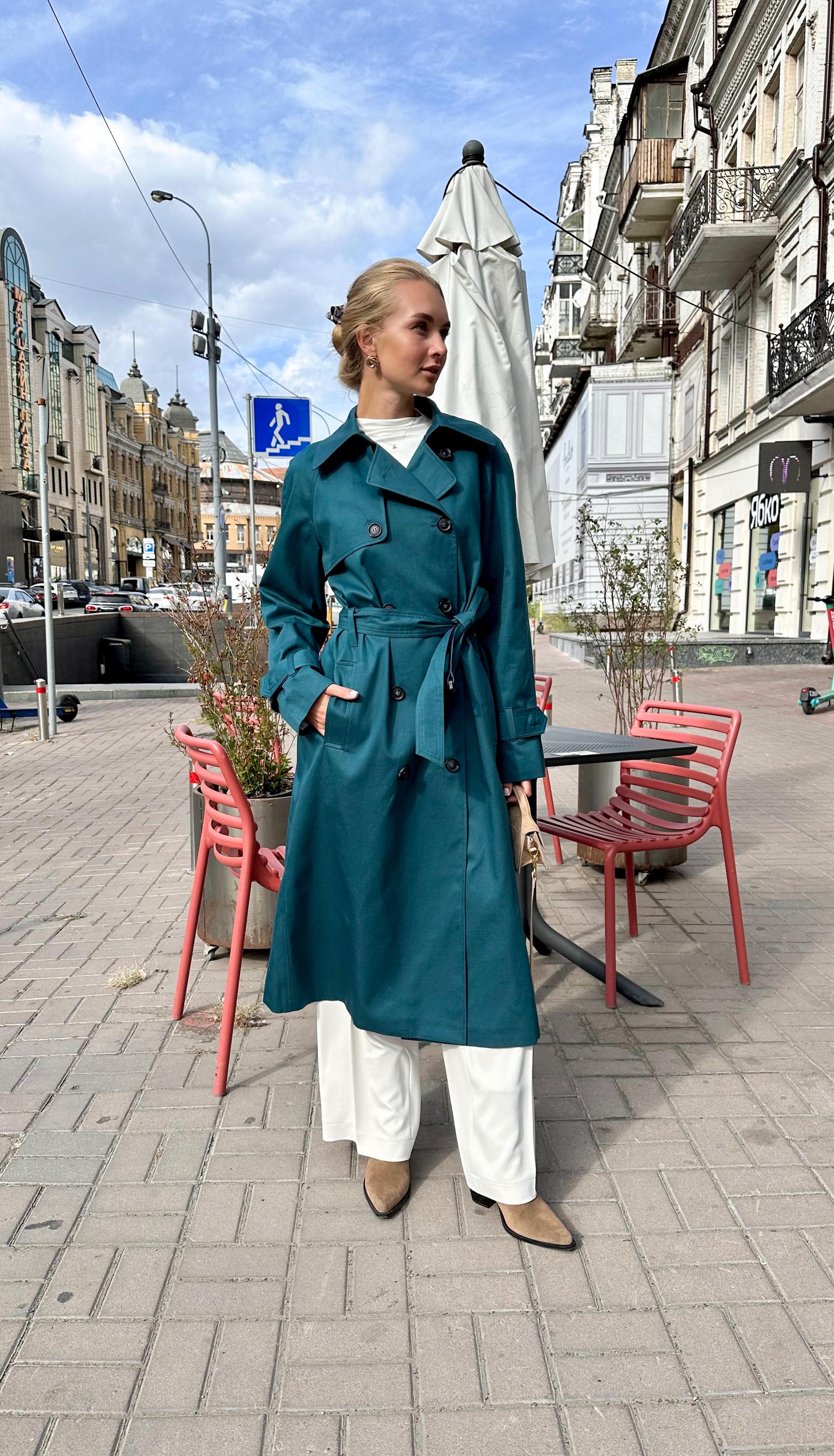 Teal Maxi Trench Coat, Blue-green Oversized Fall Spring Coat, Long