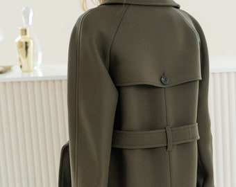 ★OLIVE DES OLIVE ★BELTED HALF BALMACAN  DOWN COAT SAYAKA DAVIS NEW YORK Balmacaan Coat - Olive | Garmentory