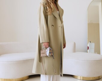 23区 LIGHT BEIGE SPRING COAT Light Beige Trench Coat, Spring Coat, Woman Rain Coat