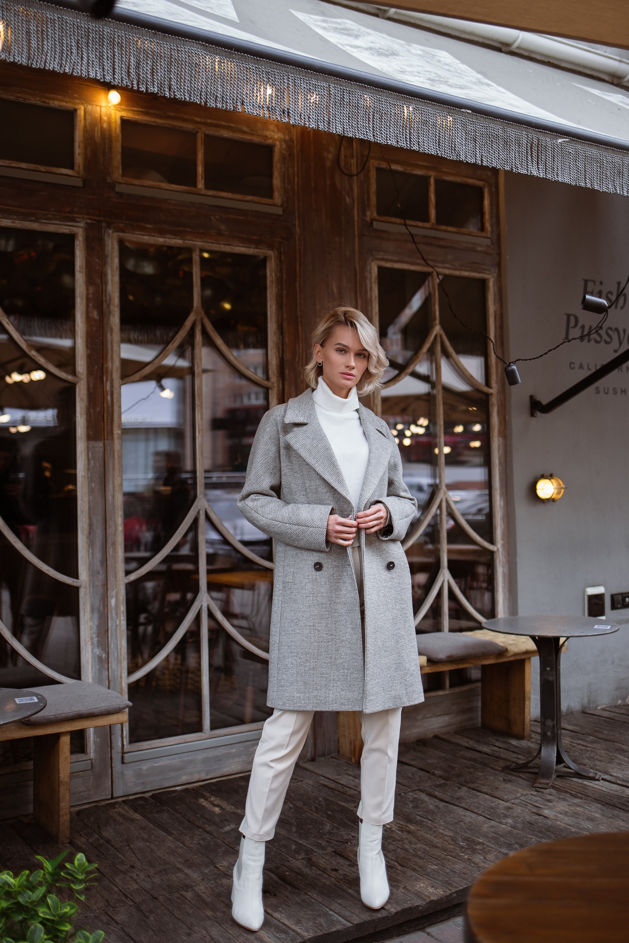 Women Wool Coat in gray Etsy