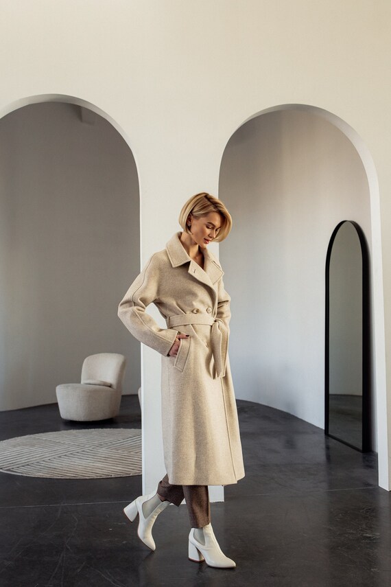 Cream Coat Beige Wool Coat Ivory Coat 