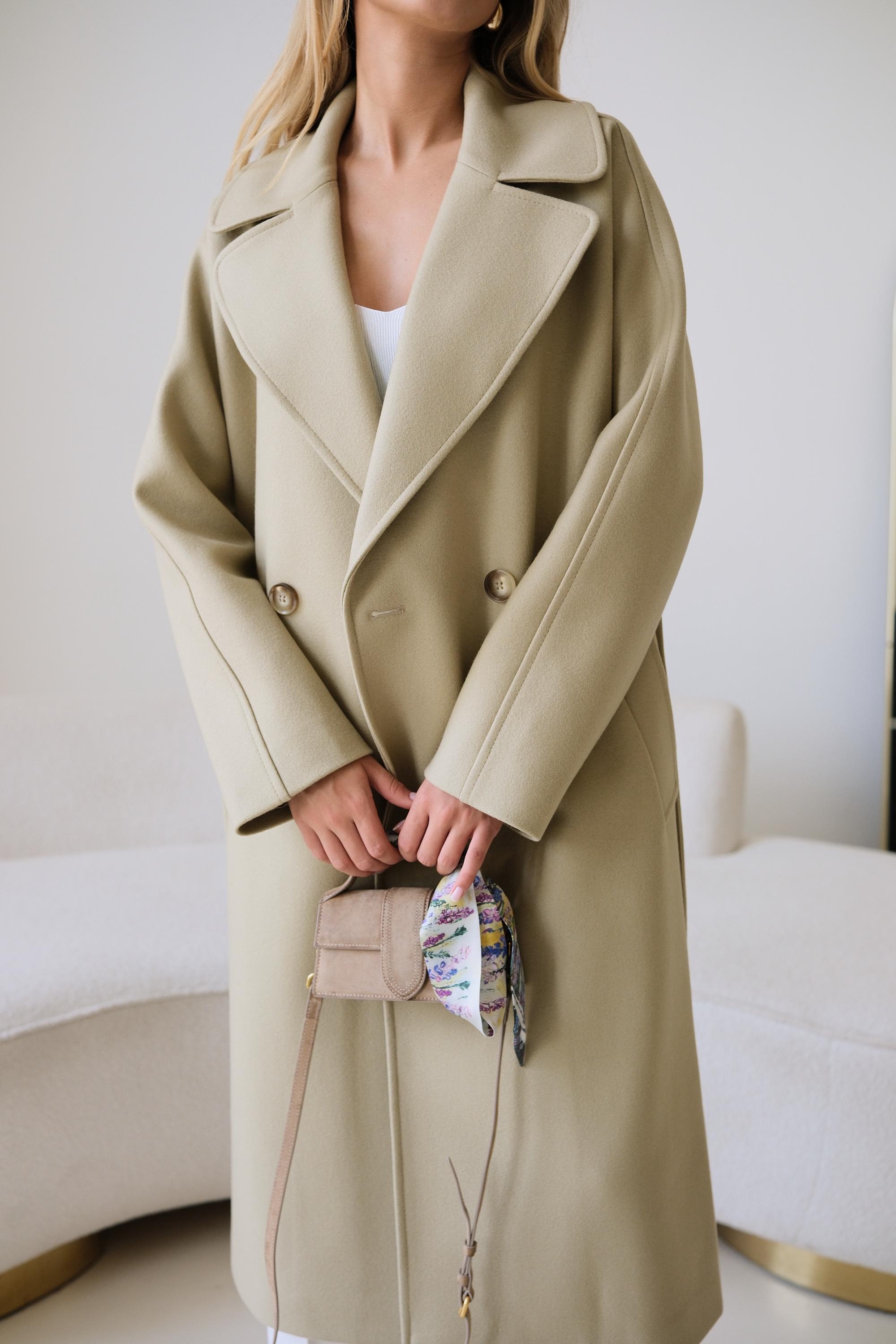 Light Beige Cashmere Wool Coat, Long Taupe 100% Pure Wool