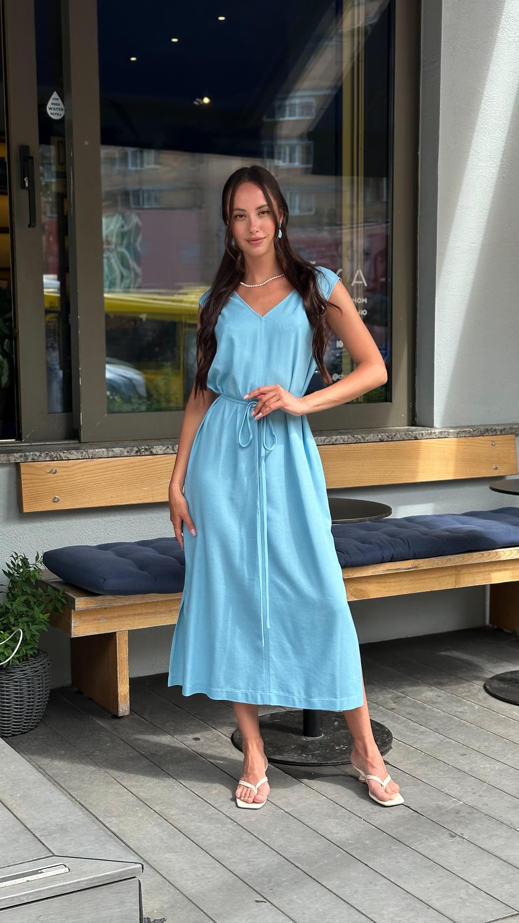 blue linen dress NAVY this lightweight summer dress for women keeps you cool and comfortable Buy Cornflower Blue 100% Linen