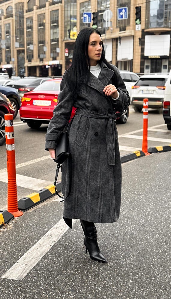 Style Charcoal Grey Wool Coat Maxi Long Grey Winter Coat