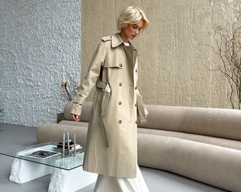 23区 LIGHT BEIGE SPRING COAT Light Beige Trench Coat, Spring Coat, Woman Rain Coat