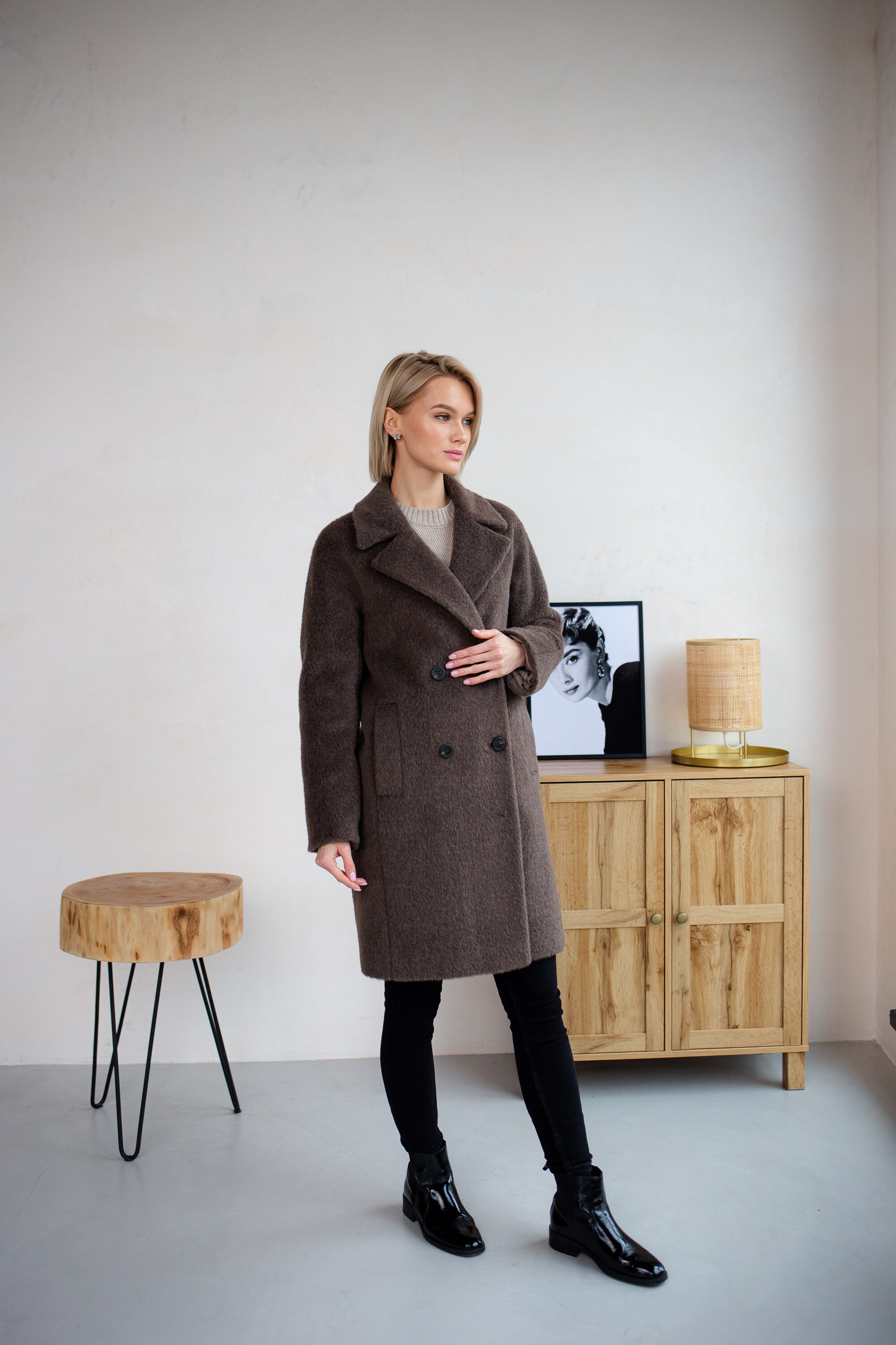 taupe wool coat