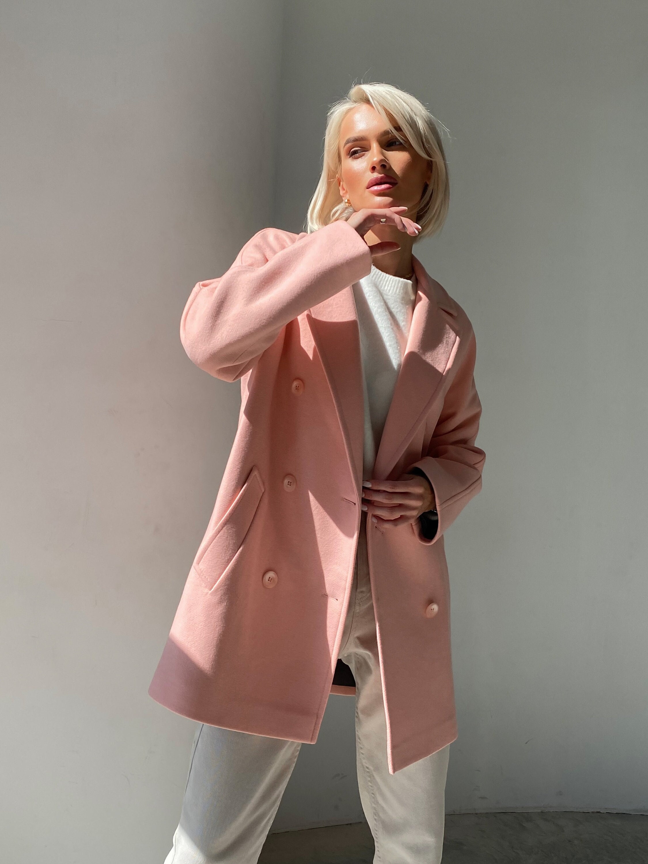 Light Pink Wool Coat Wool Coat Women Blush Coat Petite - Etsy Uk