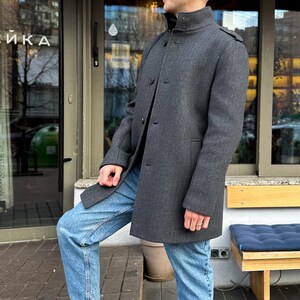 Men's Charcoal Single Breasted Full Length Top Coat Seattle