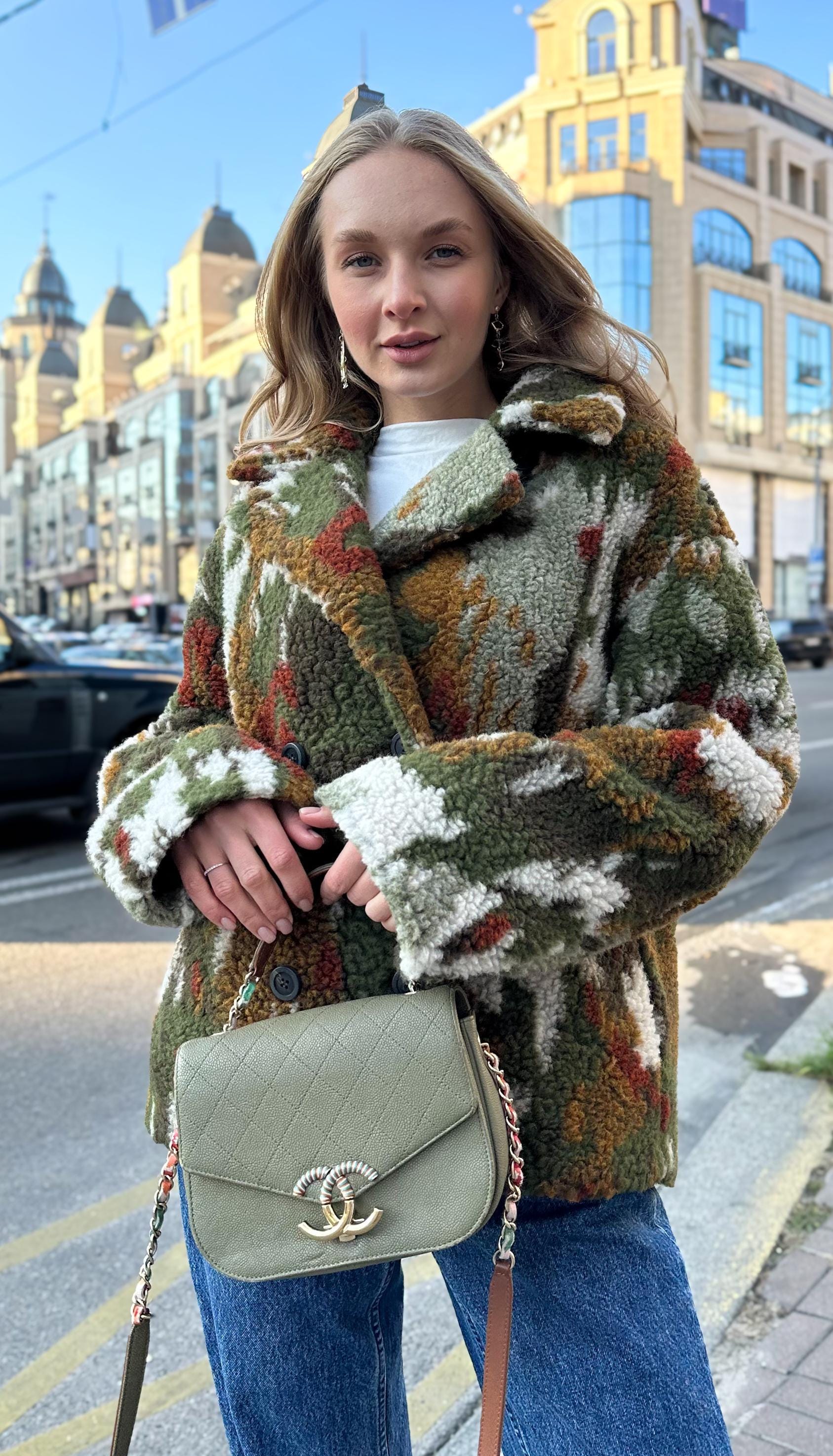 Cropped Wool Boucle Peacoat, Olive Green Teddy Jacket - Etsy