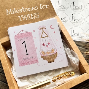 Tarjetas de hitos para gemelos / Tarjetas de hitos para bebés / Regalo para baby shower / Hitos del bebé / Regalo para gemelos / Accesorios para fotos / Accesorios para fotos de bebés