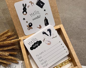 Glitter babymijlpaalkaarten | Moderne aandenkencadeauset | Cadeau voor aanstaande moeder