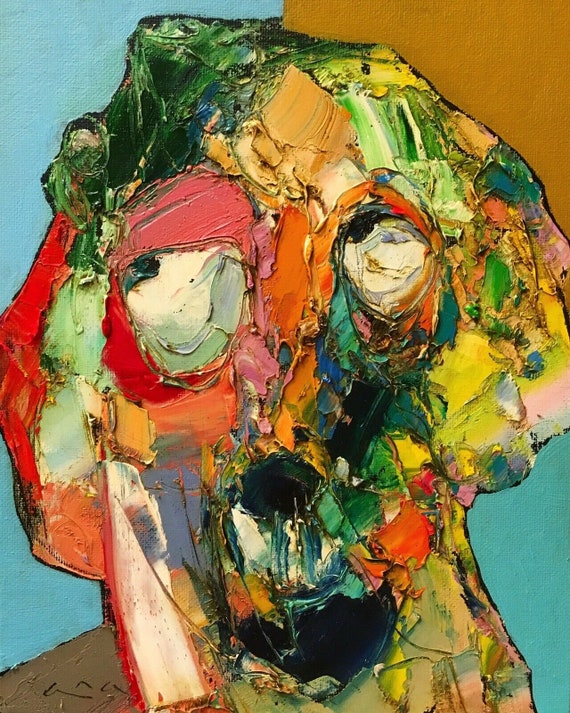 Original abstract painting "Expressionist Portrait" oil on canvas board 8x10 in signed by Anastasiya Kimachenko