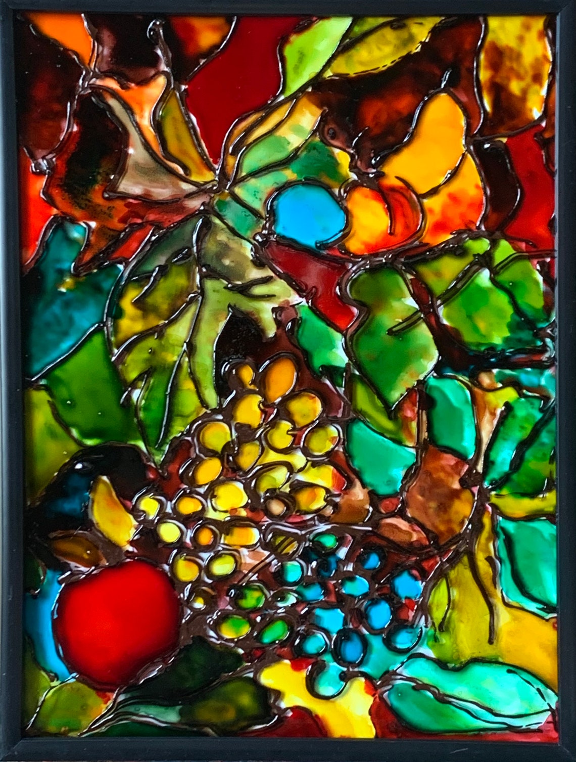 Fruits Original Painting on Glass With Stained Glass Paints Etsy