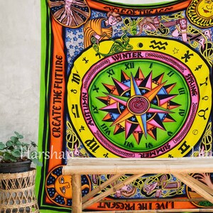 Handmade Celtic Mandala Tapestry Large Zodiac Wall Hanging Bohemian Hippy Beach Blanket Astrology Meditation Throw Boho Queen Bedsheet
