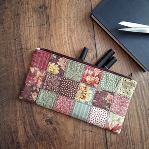 Patchwork Notions Pouch: Handmade Zipper Pouch, Scissor Holder