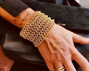 Extra Wide Bangle |Wide Chain Cuff | Statement Bracelet | Urban Cuff Bracelet | 14k Gold Bracelet | Bold Cuff Bracelet | Bracelet VENDOME