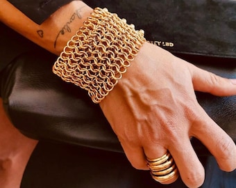 Wide Chain Cuff | Extra Wide Bangle | Statement Bracelet | Urban Cuff Bracelet | 14k Gold Bracelet | Bold Cuff Bracelet | Bracelet VENDOME